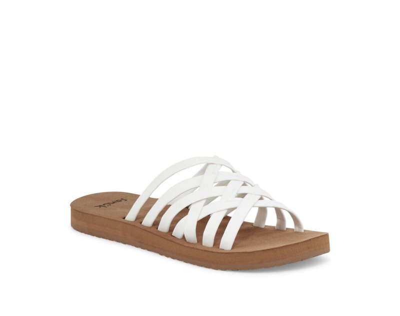 Sanuk Rio Slide Women's Sandals White / Brown | Canada 97ZUT